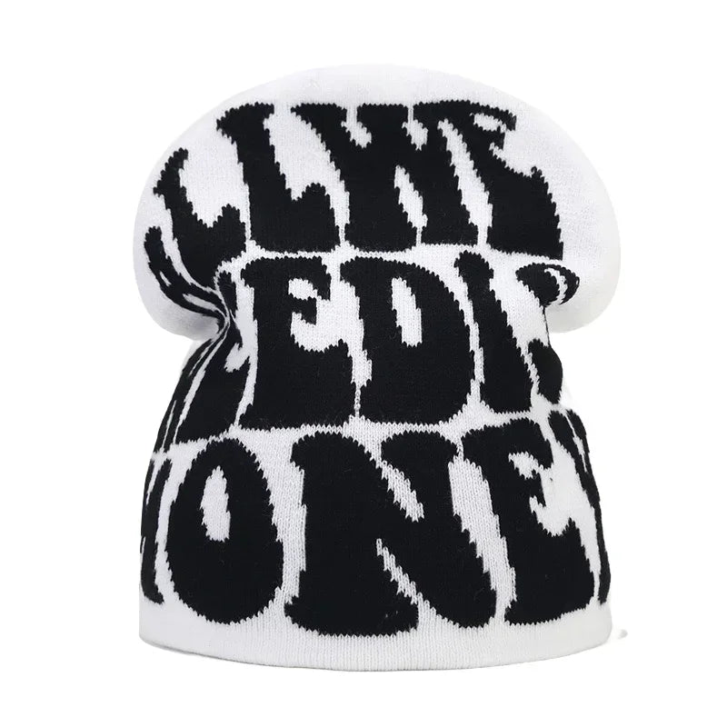 Y2K Letter Knitted Winter Autumn Beanie Cap Men Women