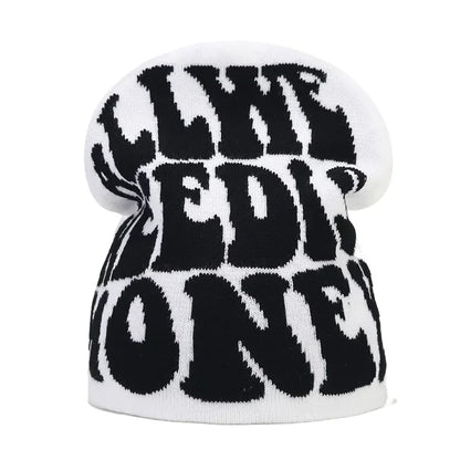 Y2K Letter Knitted Winter Autumn Beanie Cap Men Women