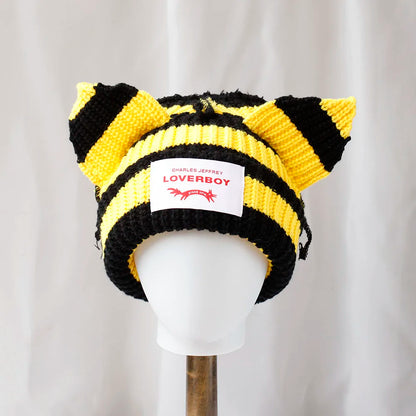Winter Skullies Hat Unisex Cat Ear Hat Warm Crochet Knitted Hat Costume Beanie Hat