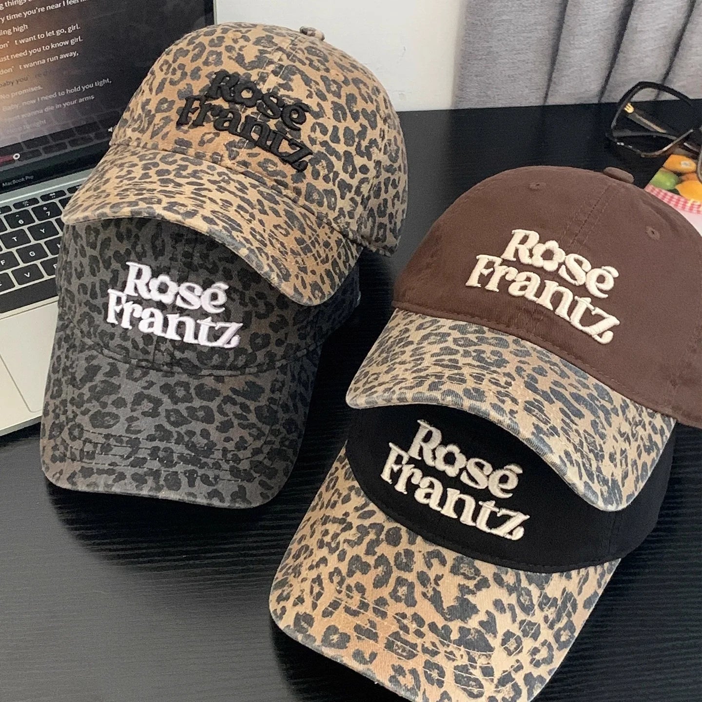 Vintage Leopard Print Brim Baseball Cap