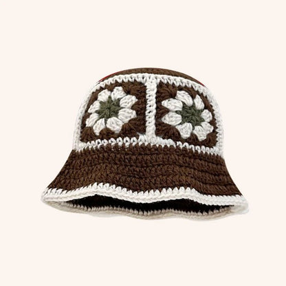 Dopamine Autumn Crochet Panama Cap Korean Handmade Bucket Hats