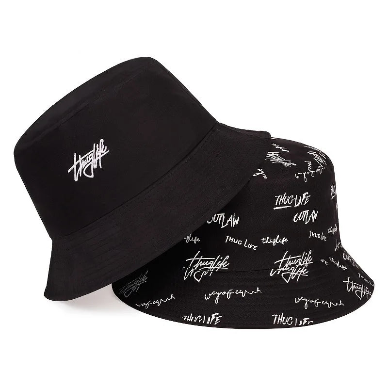 Unisex Letter Embroidery Printing Personality Bucket Hats