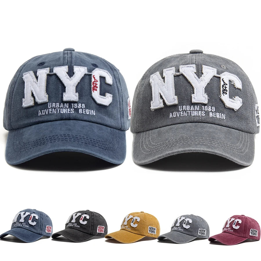Men's Baseball Cap Vintage Cotton Washed Fashion Letter NYC Caps For Women Spring Autumn