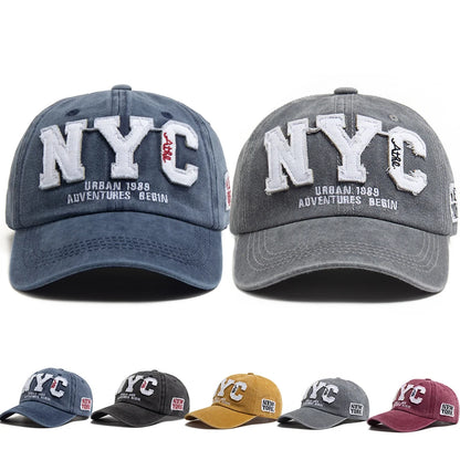Men's Baseball Cap Vintage Cotton Washed Fashion Letter NYC Caps For Women Spring Autumn
