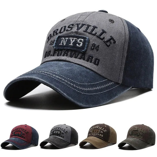 Four Seasons Men's Baseball Cap Casual Wash Embroidered Cap Curved Brim Bowler Sun Hat