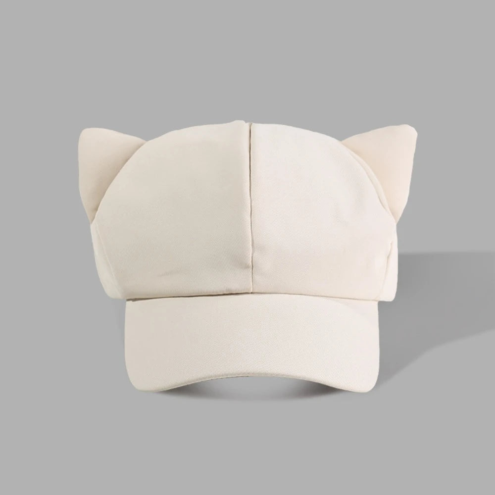 Lovely Korean Y2k Cat Ear Hat Casual Solid Color Women's Baseball Hat