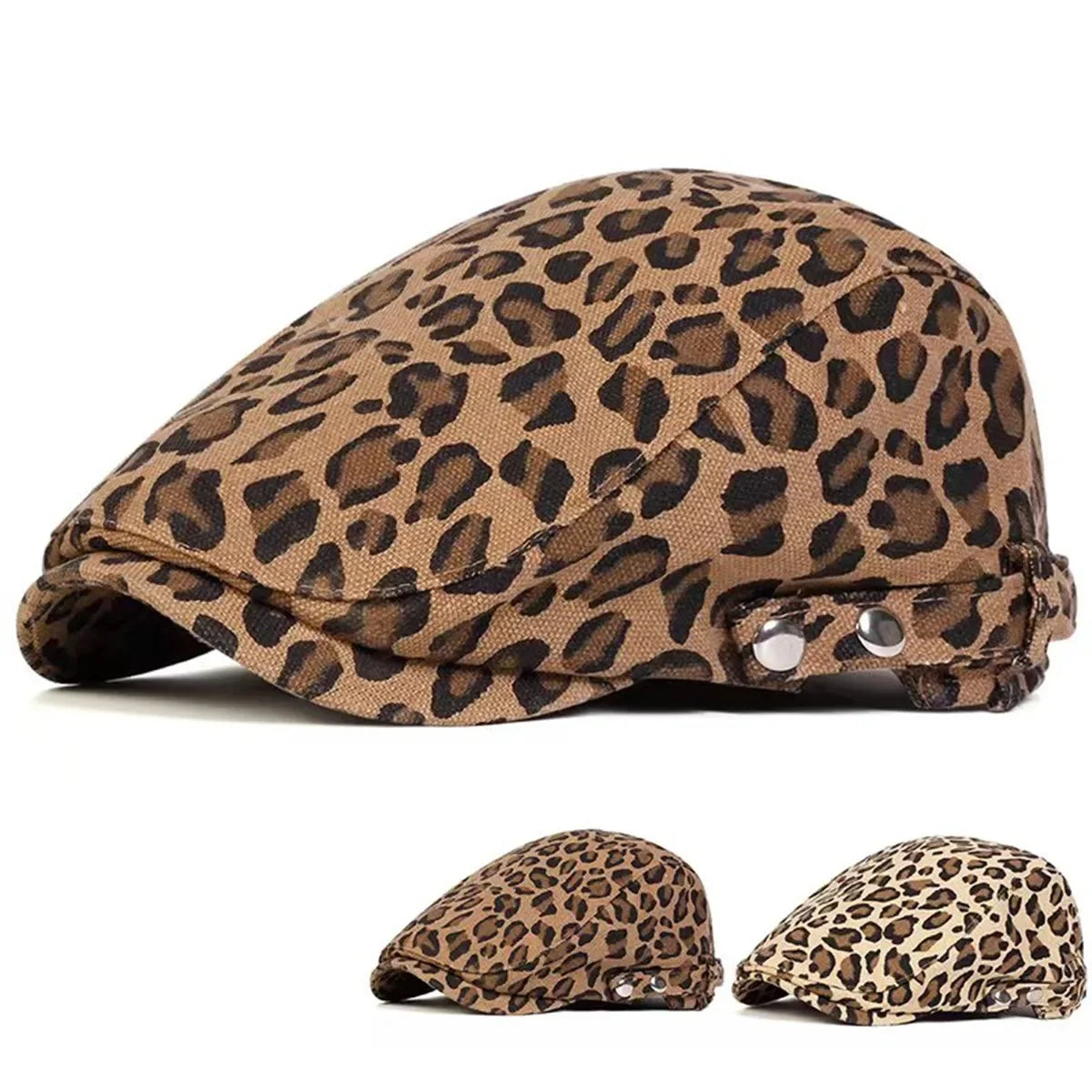 Unisex Leopard Print Newsboy Caps Men British Painters Hats