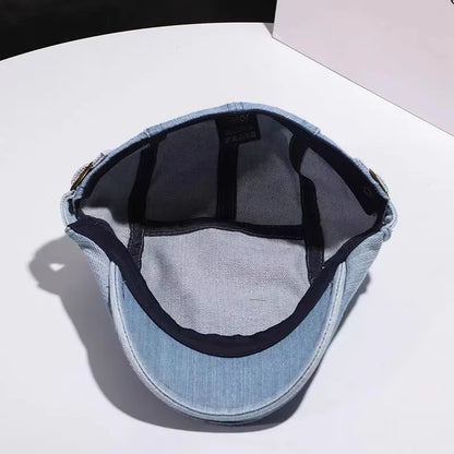 Japanese Retro Distressed Denim Forward-Cap