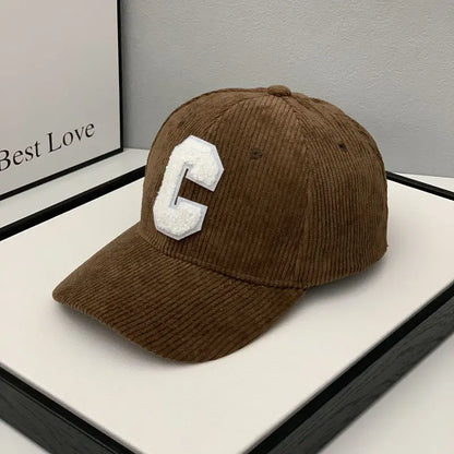 Fashion Corduroy Baseball Cap Ladies Letter C baseball Hat Women Man