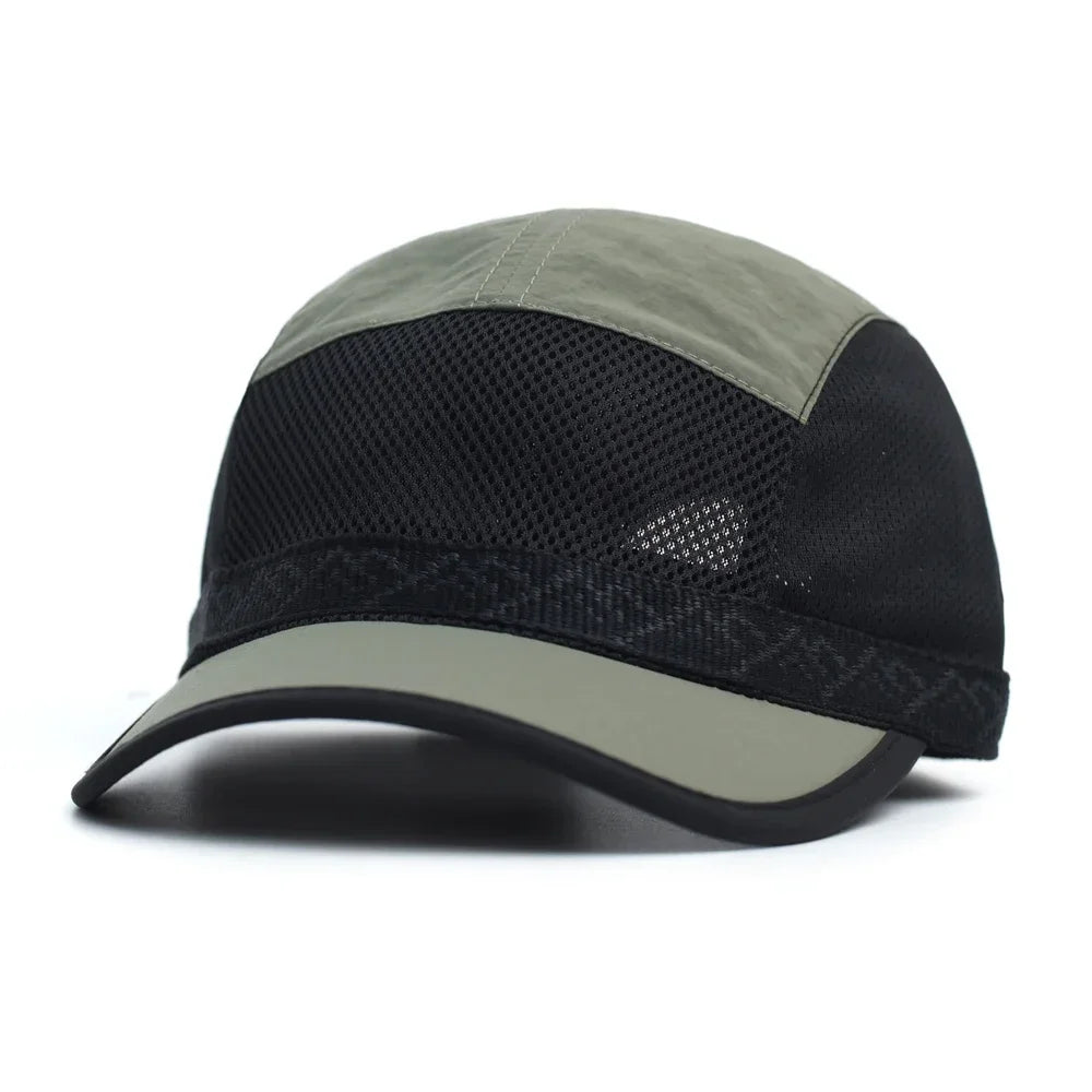 Summer Spring Short Brim Mesh Baseball Cap Breathable Dad Hat Adjustable Solid Trucker Style Caps