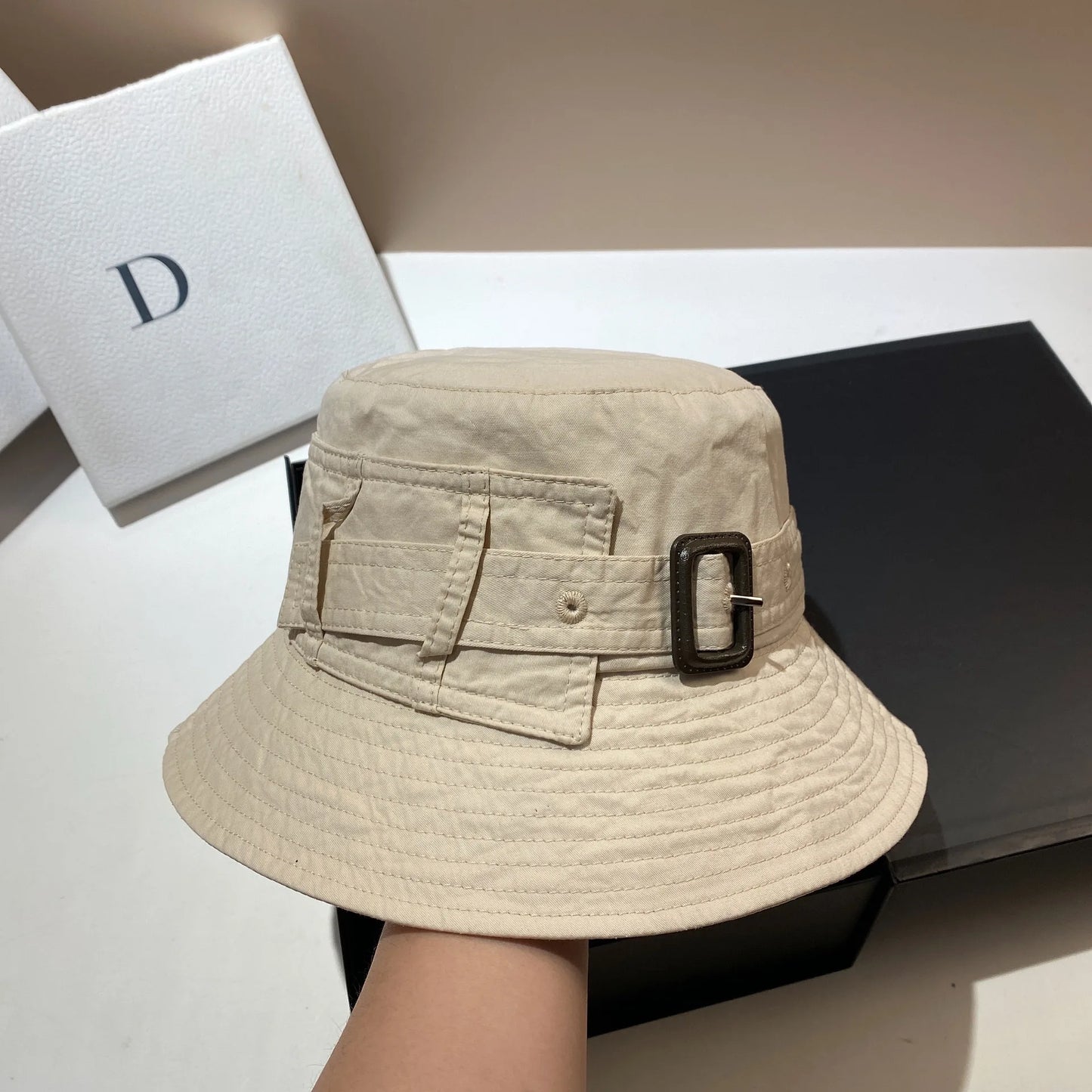 Designer Brand Fashion Women Belt Buckle Bucket Hat