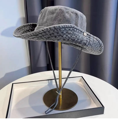 Vintage Washed Denim Bucket Hat Unisex Summer Sun Hat