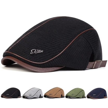 Men Letter Label Knitting Newsboy Caps British Painters Hats
