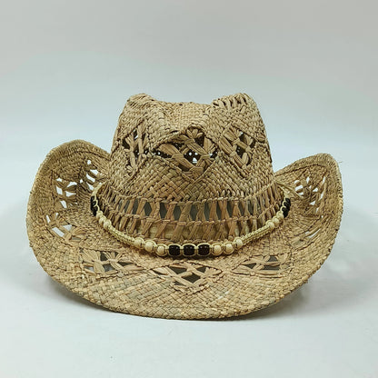 Western Cowboy Straw Hat Women Fashion Large Brim Straw Hat Breathable Outdoor