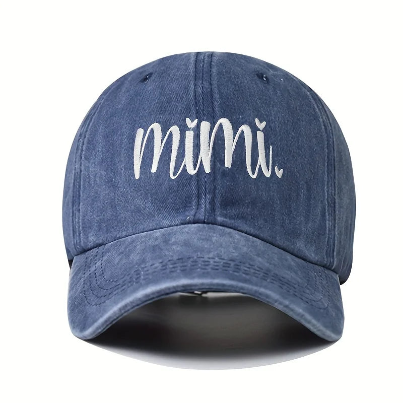 Unisex Y2K Style Embroidered Mimi Washed Baseball Cap