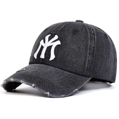 New Unisex Letter Embroidery Hole Denim Baseball Caps Spring Autumn Outdoor