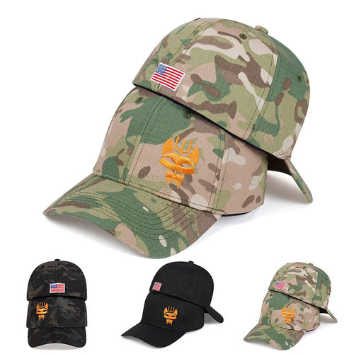 Unisex Forked Wolf Embroidery Snapback Camouflage Baseball Caps
