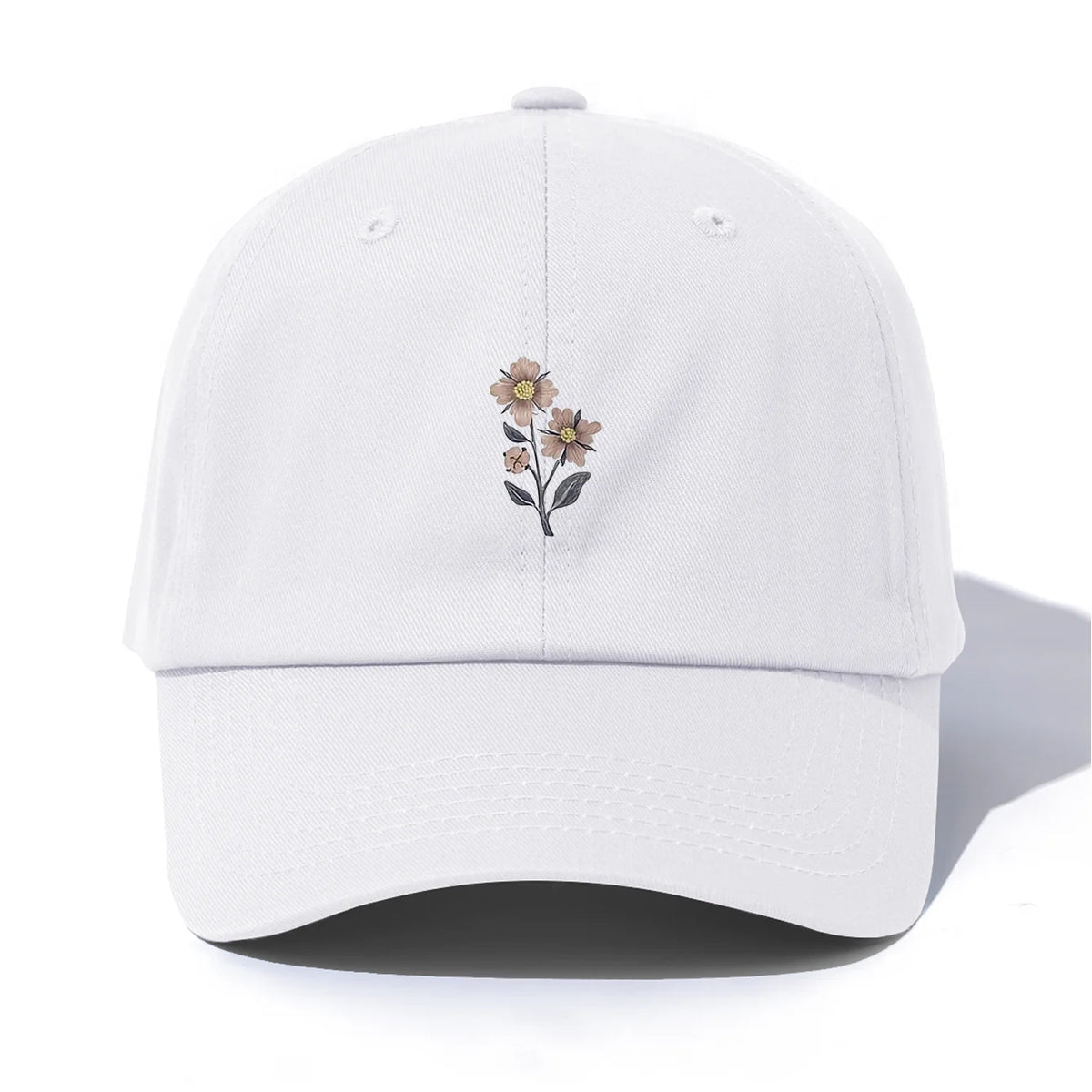Flower Print  Baseball Cap For Adults Minimalist Retro Style Casual Soft Adjustable Dad Hat Perfect As Gift