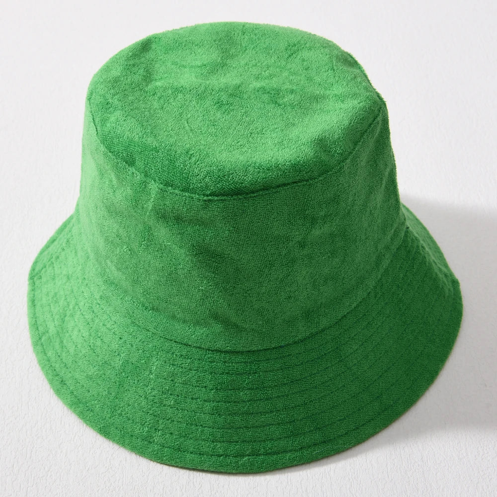 Simple Terry Cloth Towel Bucket Hat Spring Autumn