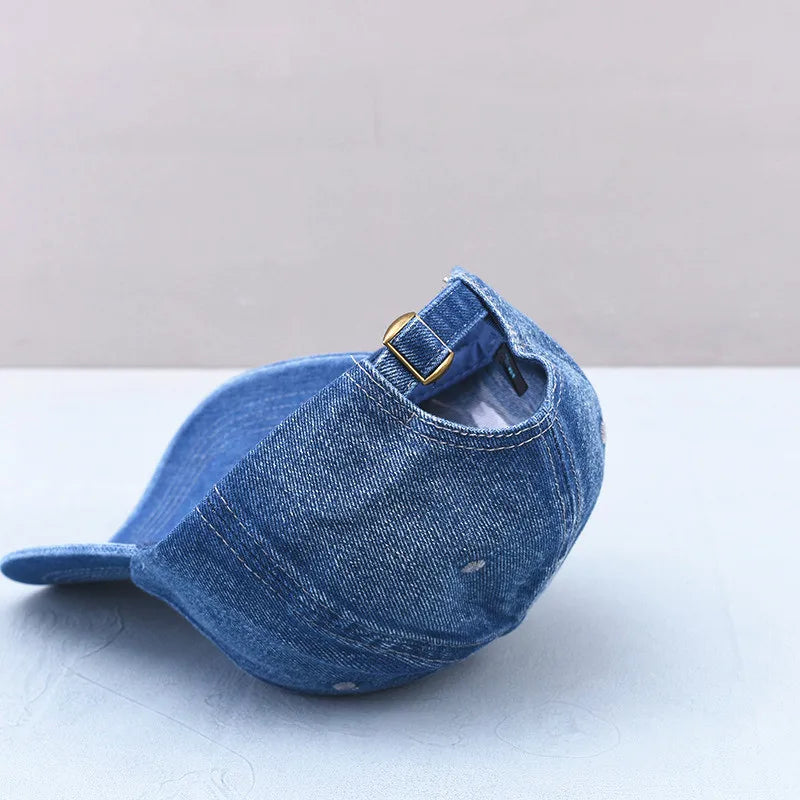 Vintage Solid Baseball Cap Washed Denim Sports Hat Men