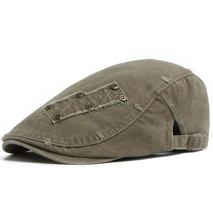 Vintage Rivet Newsboy Cap Men Women Fashion Washed Cabbie Beret
