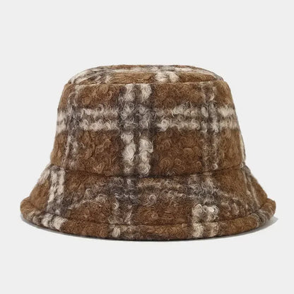 Winter Polyester Print Warm Bucket Hat Fisherman Hat