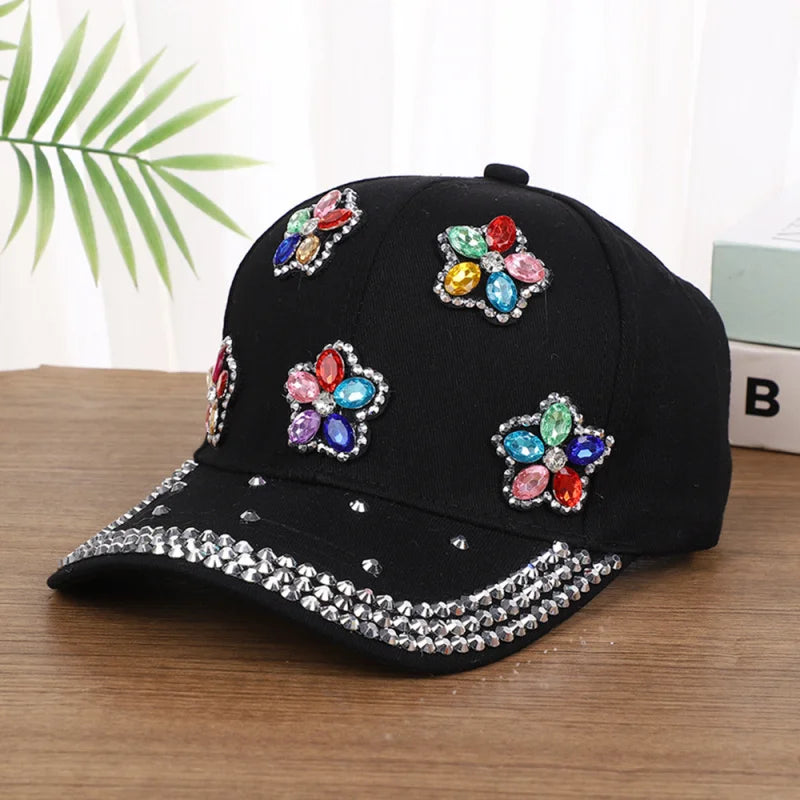 Colorful Flower Shining Baseball Cap Unique Stylish Cowboy Hat