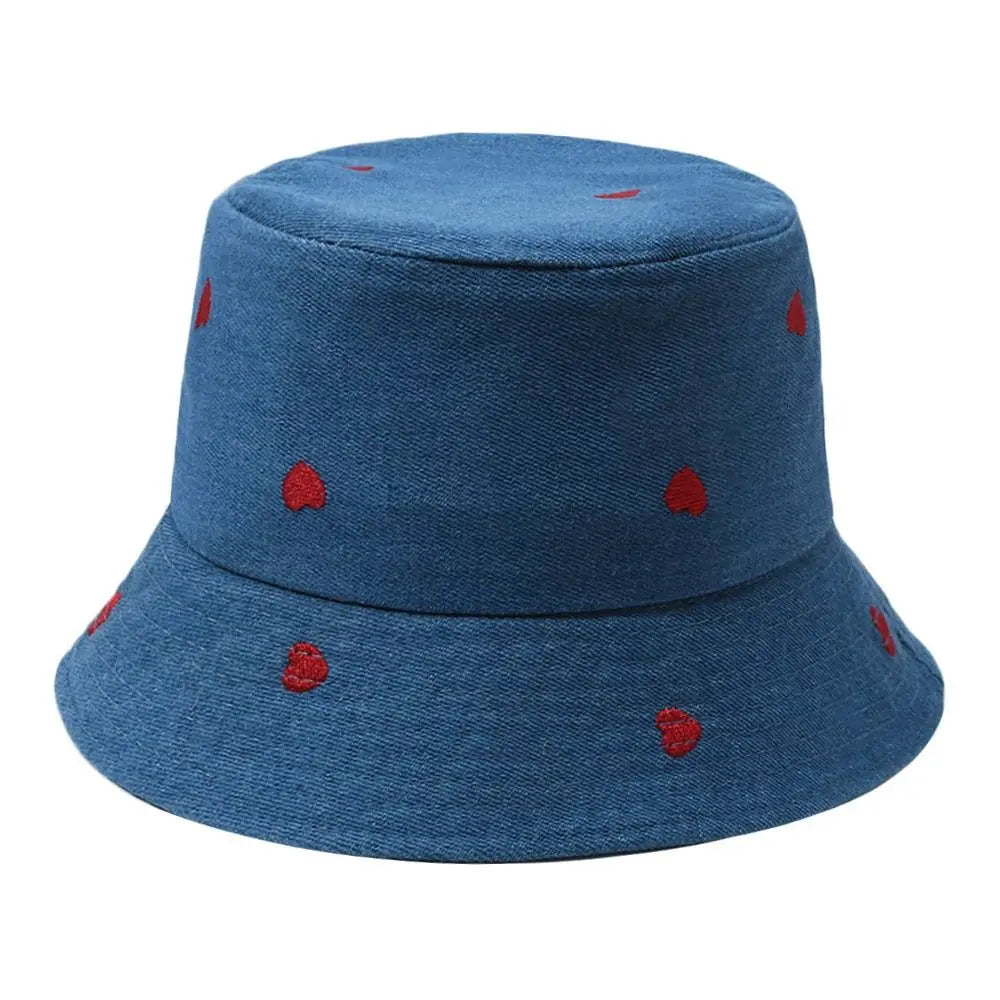 Summer Denim Bucket Hat UV Protection Wide Brim Sun Cap