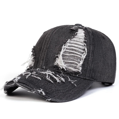 Unisex Ripped Denim Water Wash Baseball Caps