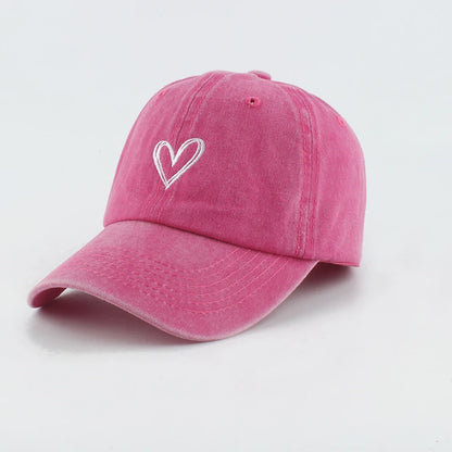 Sport Baseball Caps For Men Women Love Heart Embroidery Washed Cotton