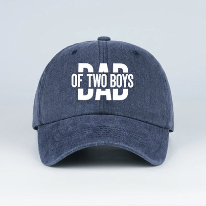 Retro Double Boy Dad Print Washed Baseball Cap