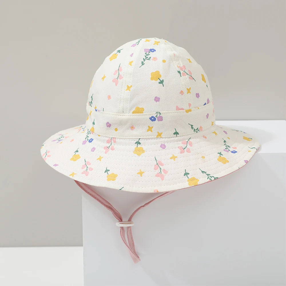 Flower Double Sided Children Bucket Hats Summer Baby Hat