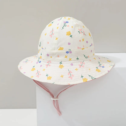 Flower Double Sided Children Bucket Hats Summer Baby Hat