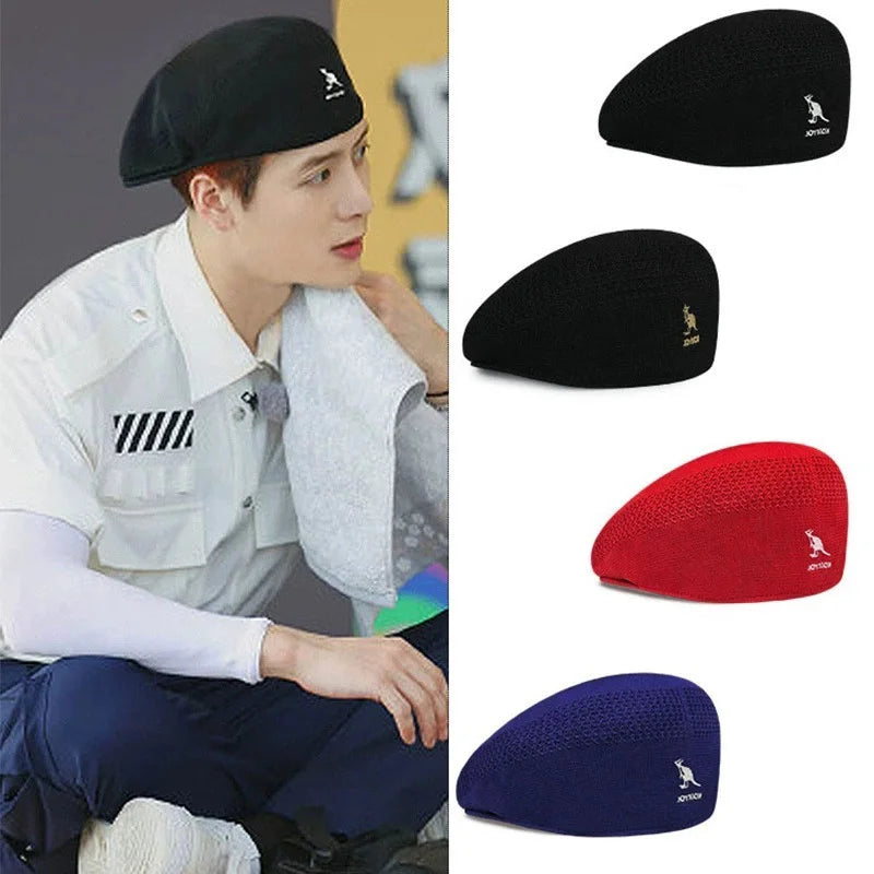 New Luxury Wool Beret Hat Women Men Four Seasons Knitted Thin Breathable Mesh Berets