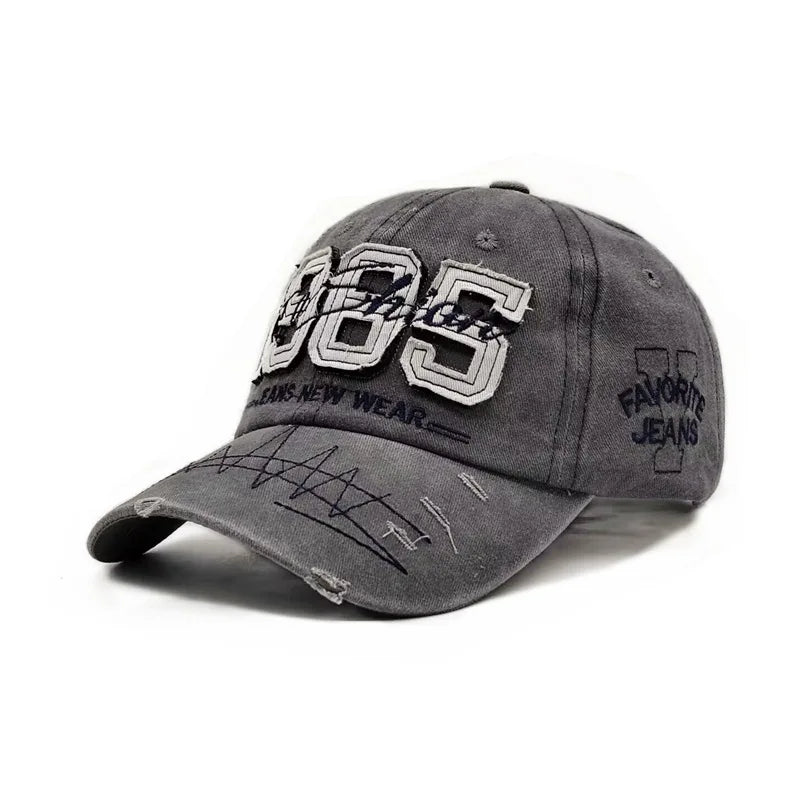 1pcs Vintage Baseball Hat with Digital Embroidery Casual Hip Hop Sun Hats