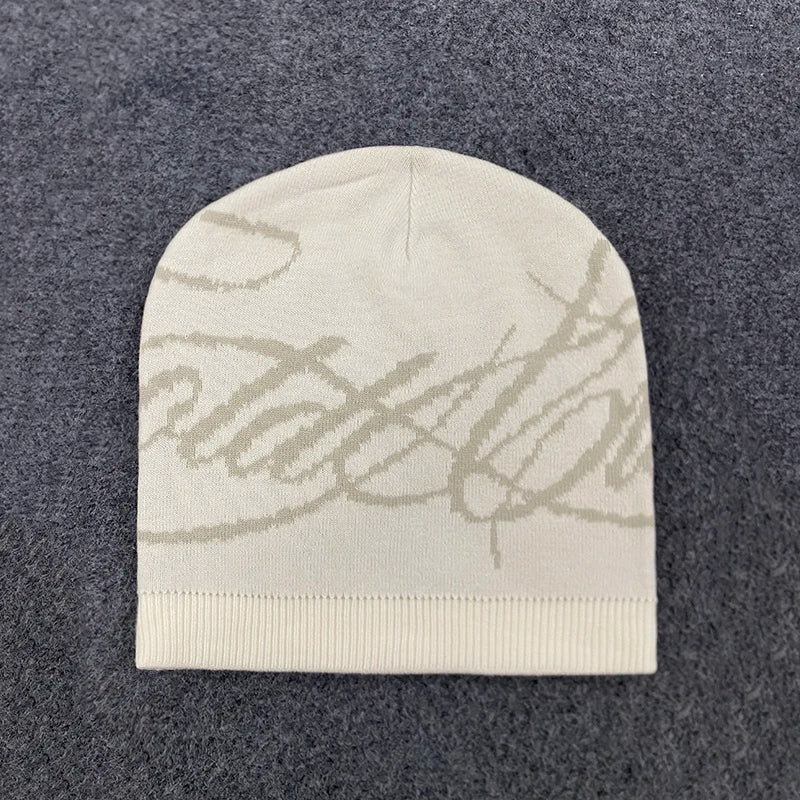 Warm Jacquard Letter Knitted Woolen Hat For Men And Women Autumn Winter