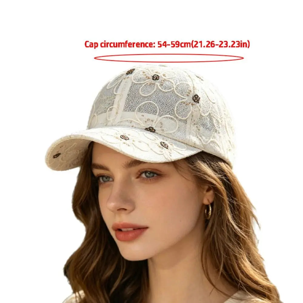 Lace Flower Embroidery Summer Baseball Cap