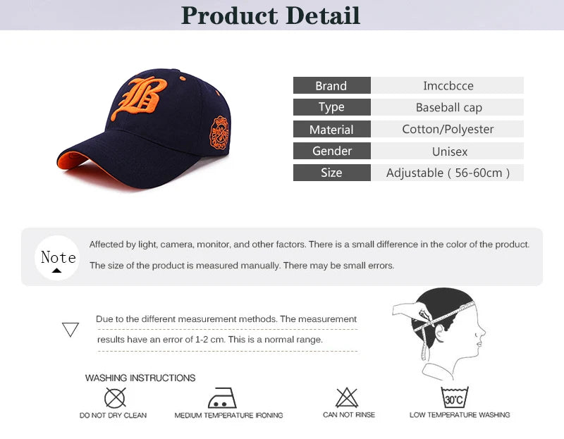 Men Women's Baseball Cap Summer Cotton Hat Embroidery Snapback Hip-Hop Cap