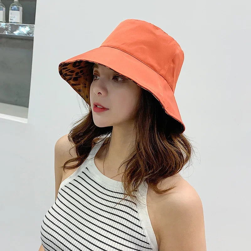 Fashion Leopard Reversible Breathable Cotton Bucket Hat