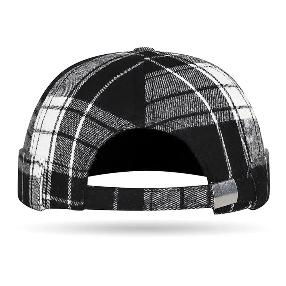 Large Checkered Melon Skin Tang Hat Round Top Beanies Hat