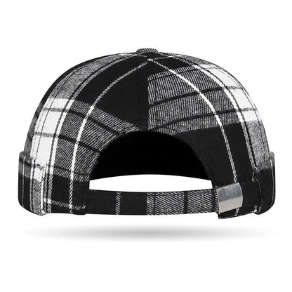 Large Checkered Melon Skin Tang Hat Round Top Beanies Hat