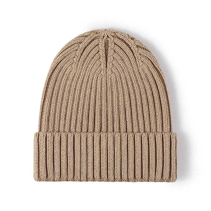 Men's Women Big Head Winter Brimless Head Wrapped Cotton Knit Cap