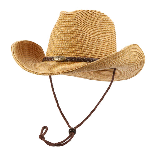 Wide Brim Women Summer Cowgirl Hat Sun Beach Straw Hat Cap