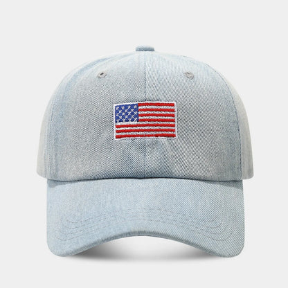 American Flag Embroidered Cowboy Duck Tongue Hat