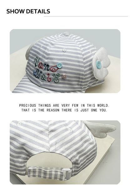 Korean Style Women Cartoon Cat Bear Ears Baseball Cap Plaid Sunshade Wing Versatile Penguin Peaked Cap