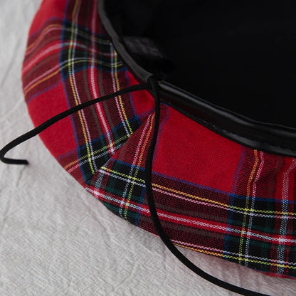 Classic Plaid Beret Hat Women Men Vintage Scottish Tartan Painter Cap
