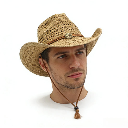 Men's Summer Foldable Straw Cowboy Hat