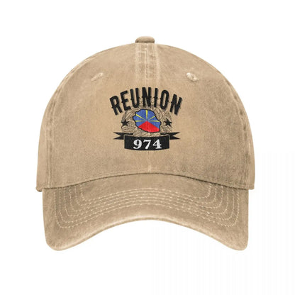Casual Reunion Island 974 Flag Map Baseball Caps Distressed Denim