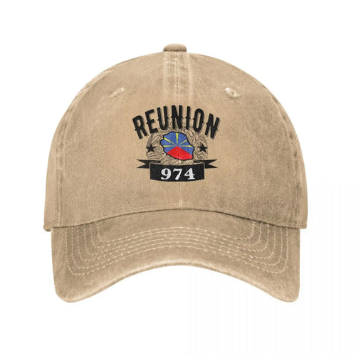 Casual Reunion Island 974 Flag Map Baseball Caps Distressed Denim