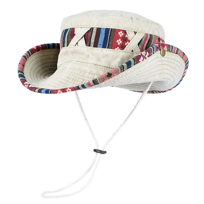 2026 Summer Bucket Hat With Wind Rope Women Man Vintage